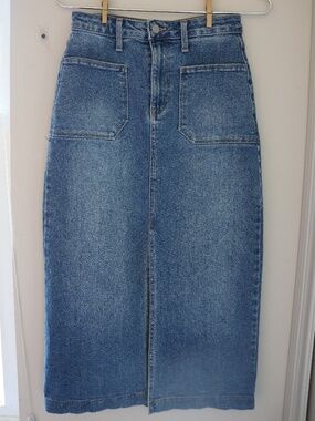 denim midi skirt